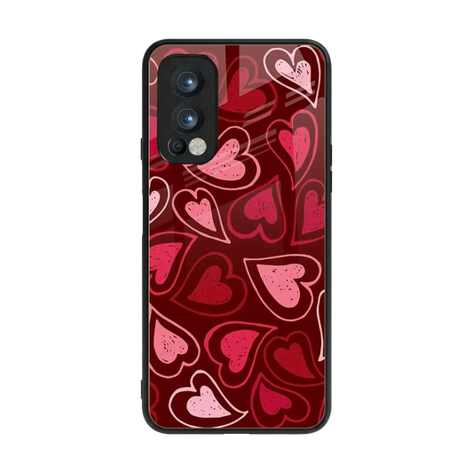 Wine Cascade Hearts back phone cover | glass case for oneplus nord 2