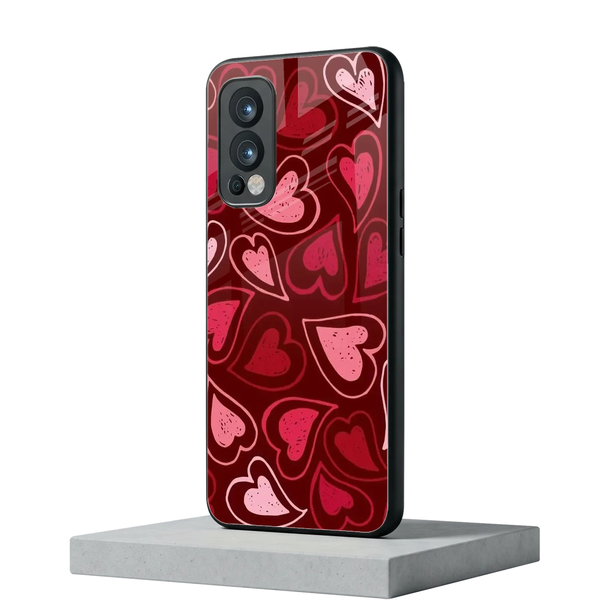 Wine Cascade Hearts oneplus nord 2 mobile cover | shockproof glass phone case