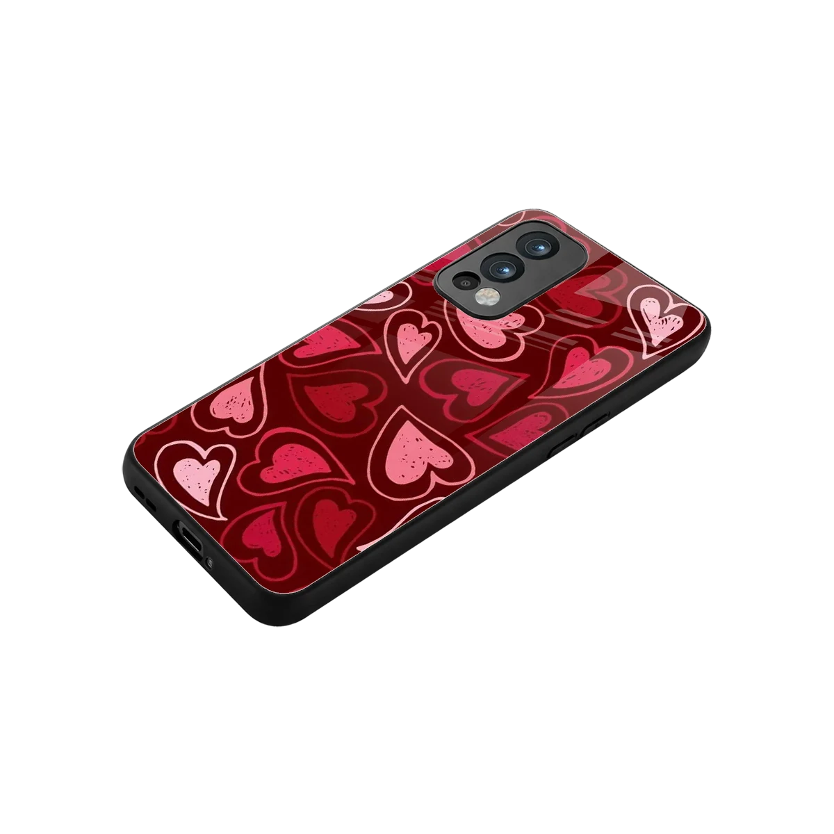 Wine Cascade Hearts stylish phone case for oneplus nord 2 | glossy glass and slim fit