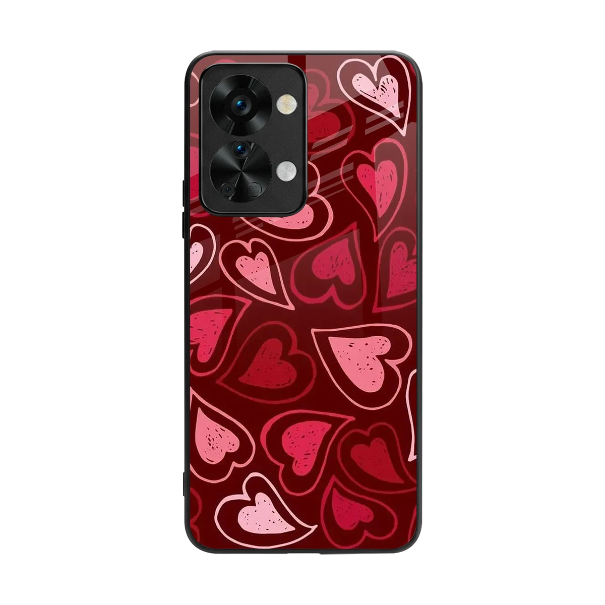 Wine Cascade Hearts back phone cover | glass case for oneplus nord 2t