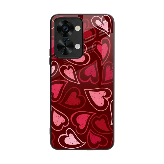 Wine Cascade Hearts back phone cover | glass case for oneplus nord 2t