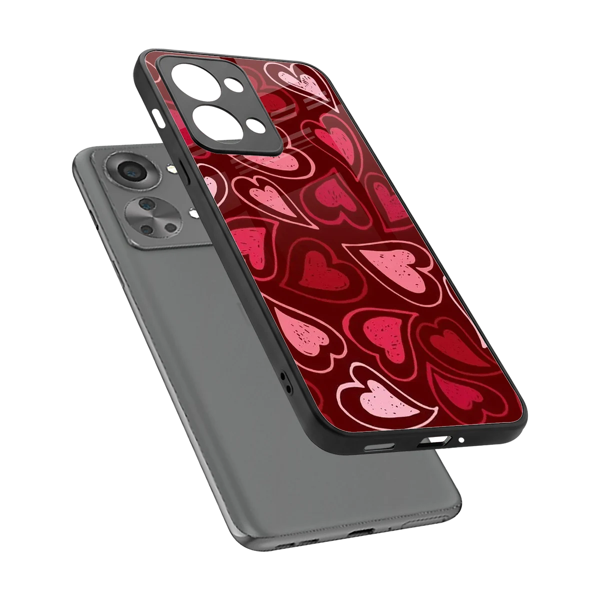 Wine Cascade Hearts sleek oneplus nord 2t cover with tempered glass back and TPU edges