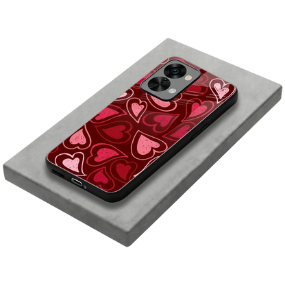 Wine Cascade Hearts stylish phone case for oneplus nord 2t | glossy glass and slim fit
