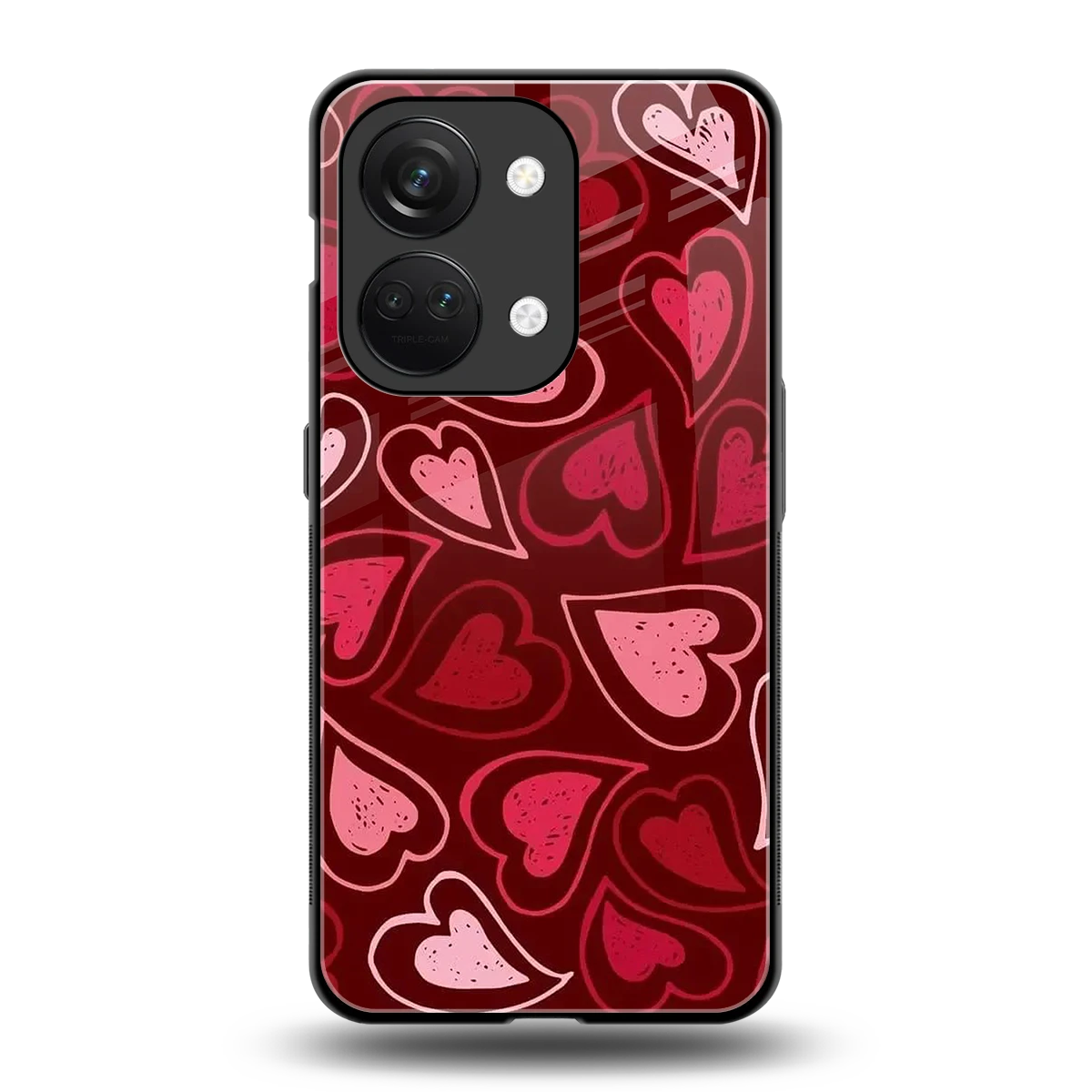 Wine Cascade Hearts back phone cover | glass case for oneplus nord 3