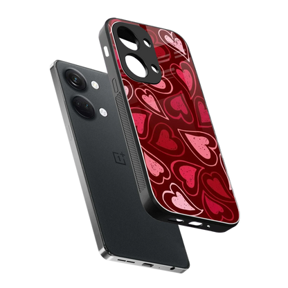 Wine Cascade Hearts sleek oneplus nord 3 cover with tempered glass back and TPU edges
