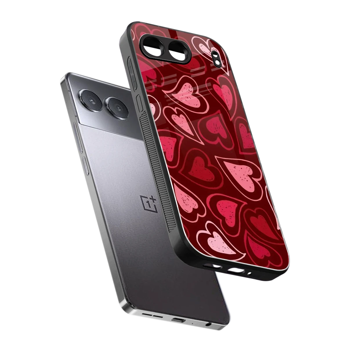 Wine Cascade Hearts sleek oneplus nord 4 cover with tempered glass back and TPU edges