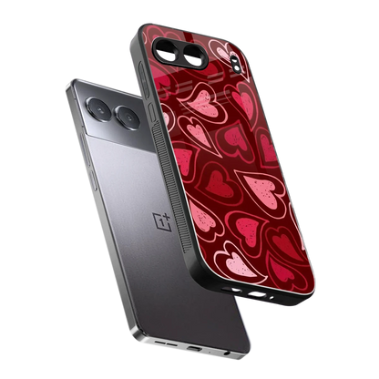 Wine Cascade Hearts sleek oneplus nord 4 cover with tempered glass back and TPU edges
