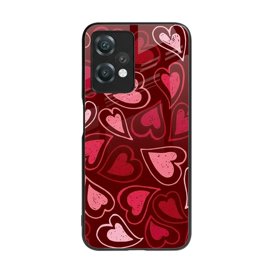 Wine Cascade Hearts back phone cover | glass case for oneplus nord ce 2 lite