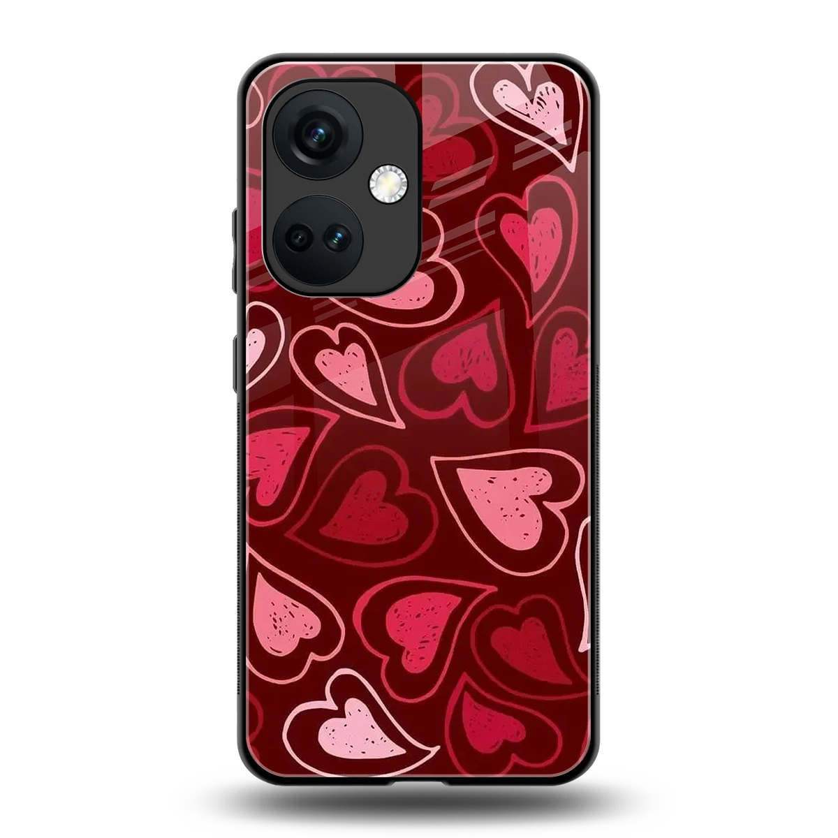 Wine Cascade Hearts back phone cover | glass case for oneplus nord ce 3