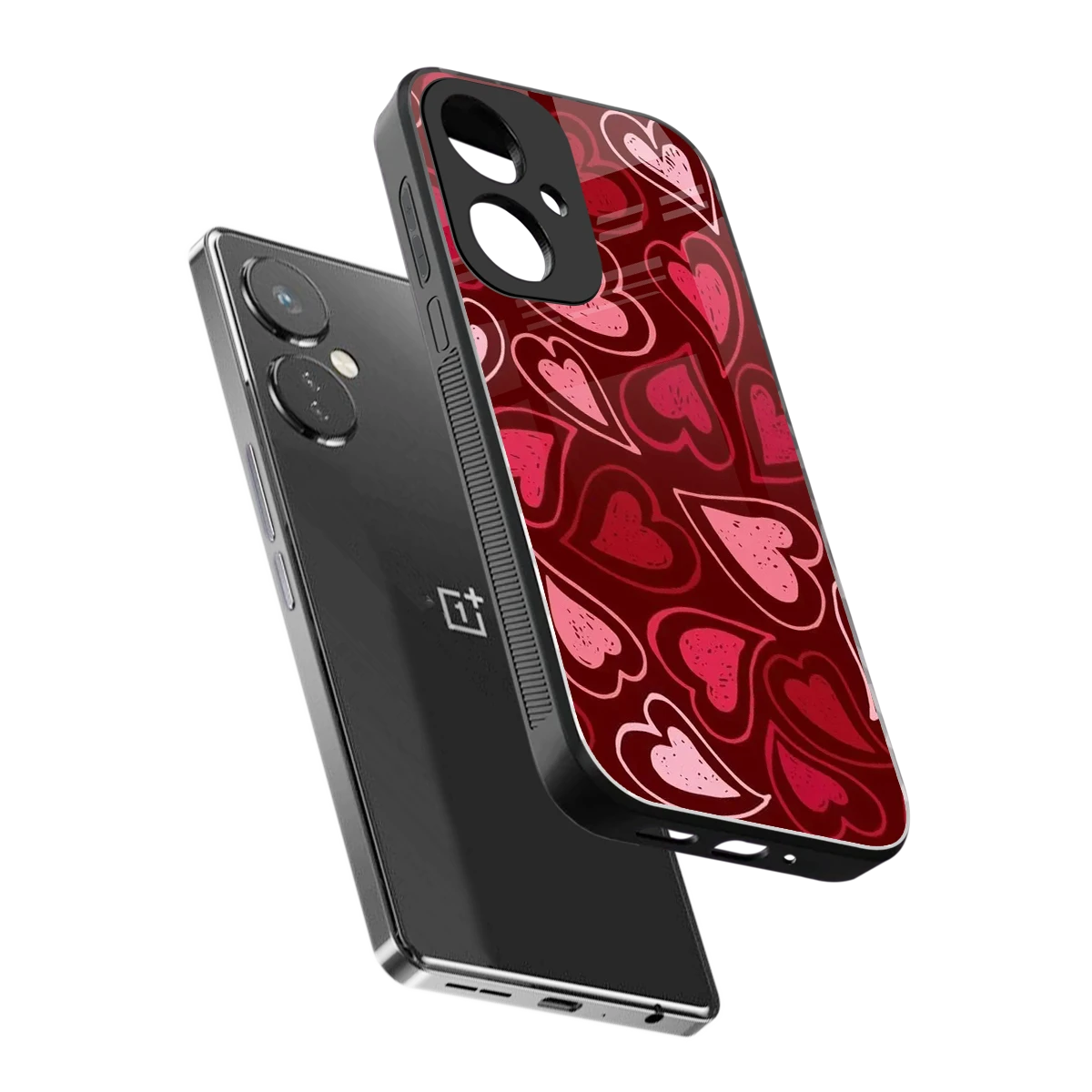 Wine Cascade Hearts sleek oneplus nord ce 3 cover with tempered glass back and TPU edges