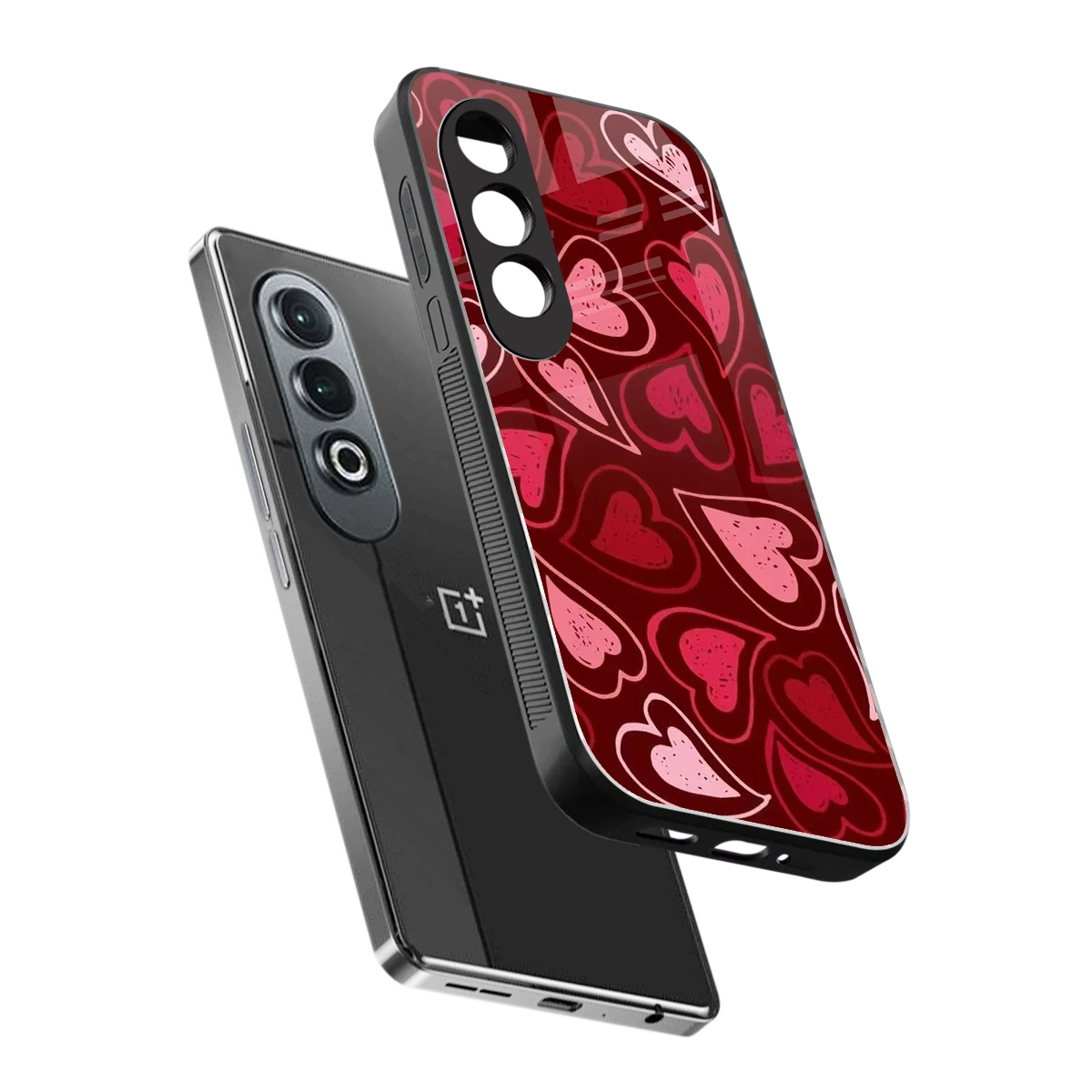 Wine Cascade Hearts sleek oneplus nord ce 4 cover with tempered glass back and TPU edges