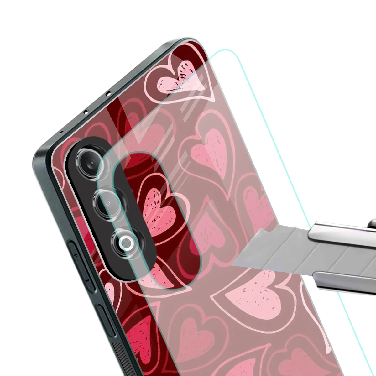 Wine Cascade Hearts stylish phone case for oneplus nord ce 4 | glossy glass and slim fit