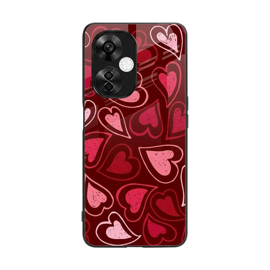 Wine Cascade Hearts back phone cover | glass case for oneplus nord ce 3 lite