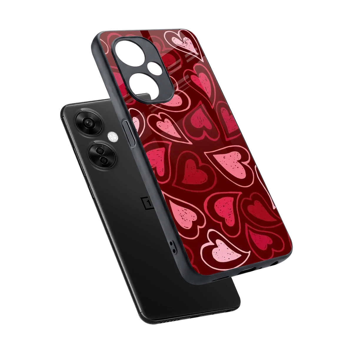 Wine Cascade Hearts sleek oneplus nord ce 3 lite cover with tempered glass back and TPU edges