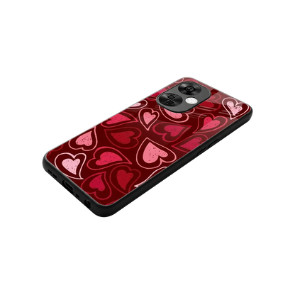 Wine Cascade Hearts stylish phone case for oneplus nord ce 3 lite | glossy glass and slim fit