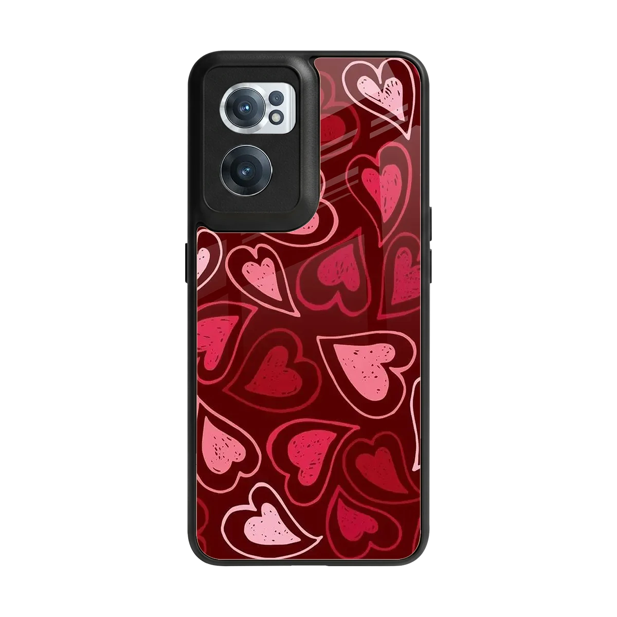 Wine Cascade Hearts back phone cover | glass case for oneplus nord ce 2