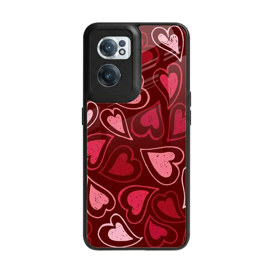 Wine Cascade Hearts back phone cover | glass case for oneplus nord ce 2