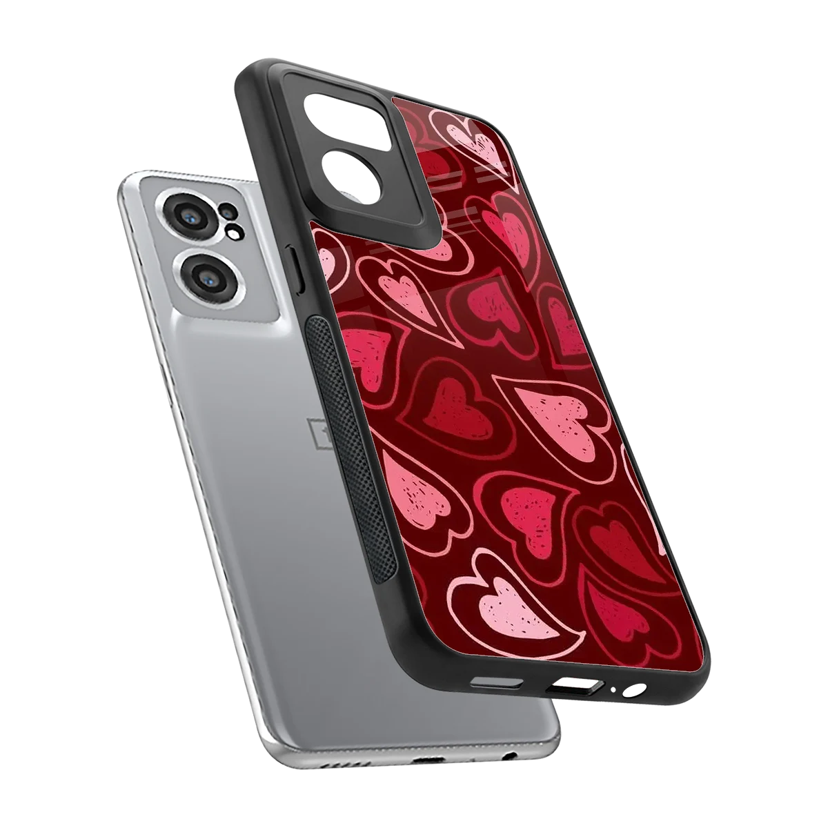 Wine Cascade Hearts sleek oneplus nord ce 2 cover with tempered glass back and TPU edges