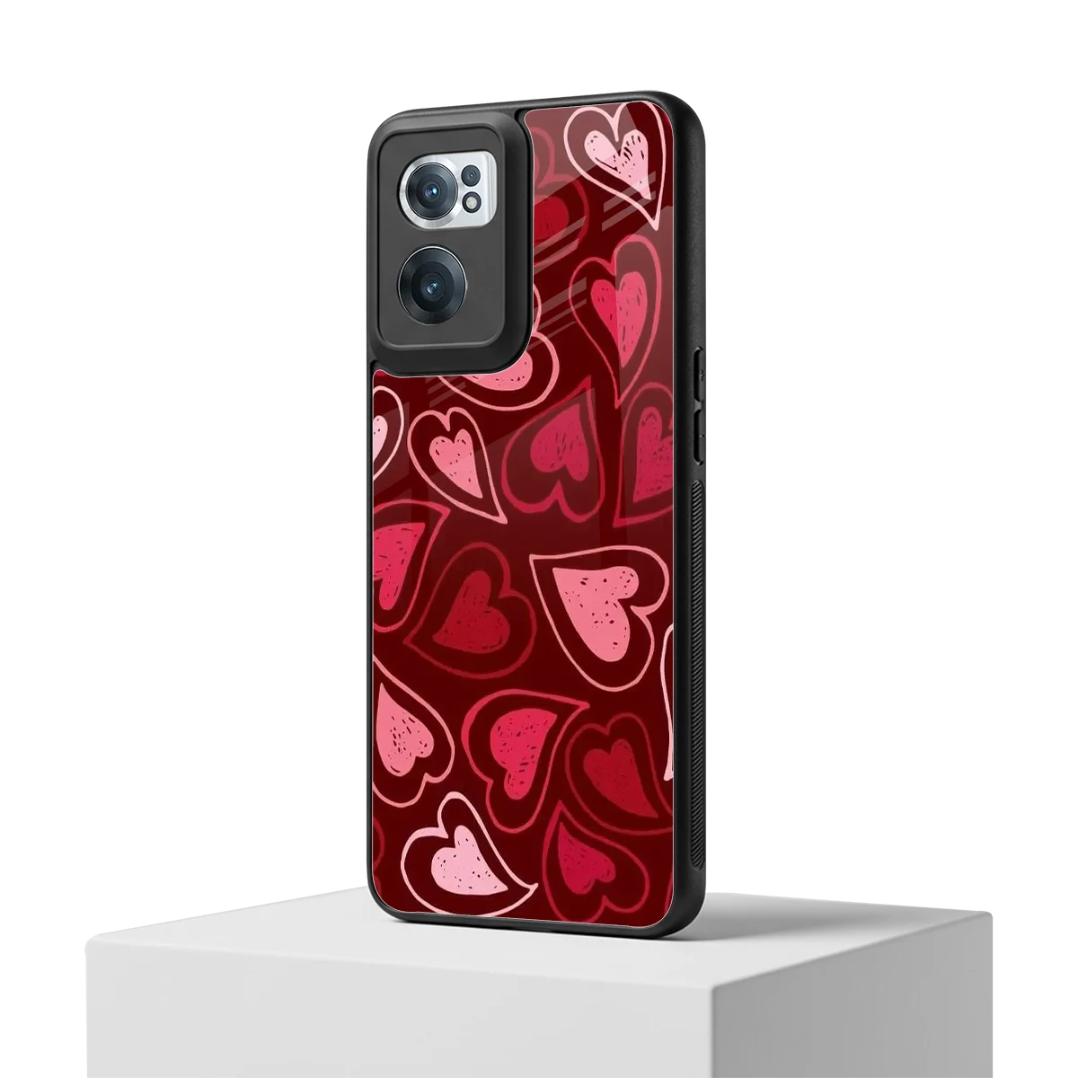 Wine Cascade Hearts oneplus nord ce 2 mobile cover | shockproof glass phone case