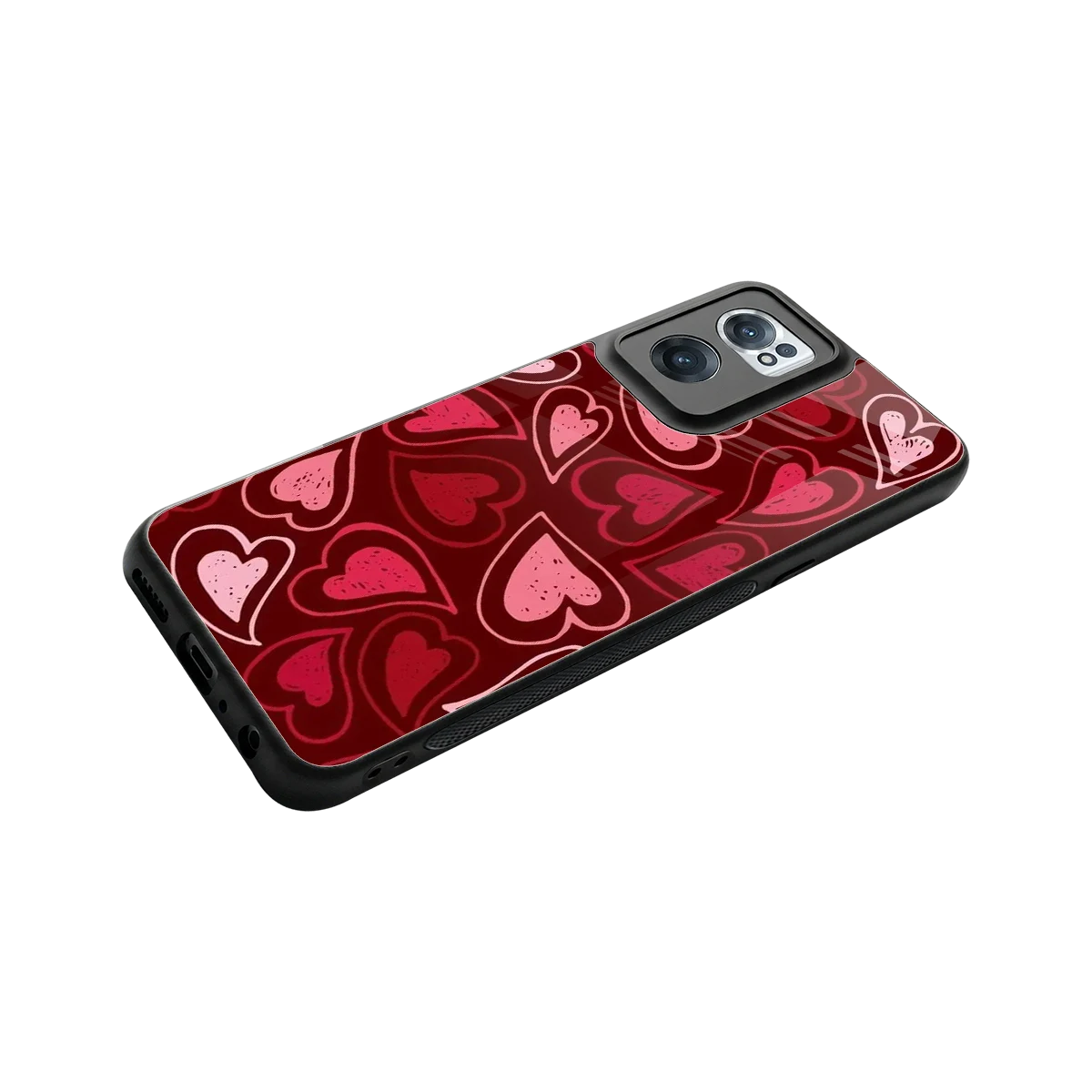 Wine Cascade Hearts stylish phone case for oneplus nord ce 2 | glossy glass and slim fit