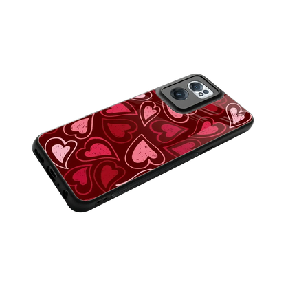 Wine Cascade Hearts stylish phone case for oneplus nord ce 2 | glossy glass and slim fit