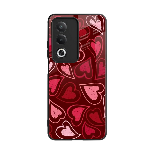 Wine Cascade Hearts back phone cover | glass case for oppo a3 pro
