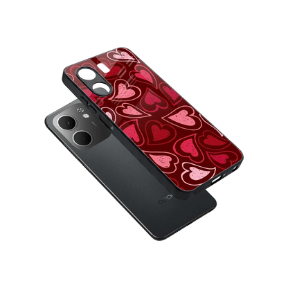 Wine Cascade Hearts sleek oppo a5x 5g cover with tempered glass back and TPU edges