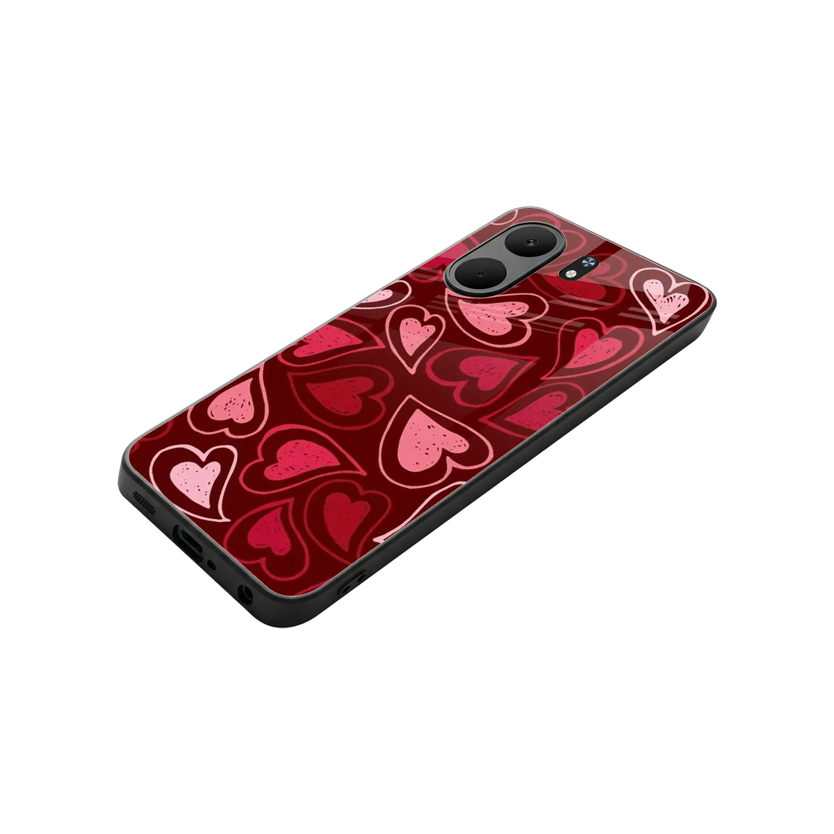 Wine Cascade Hearts stylish phone case for oppo a5x 5g | glossy glass and slim fit