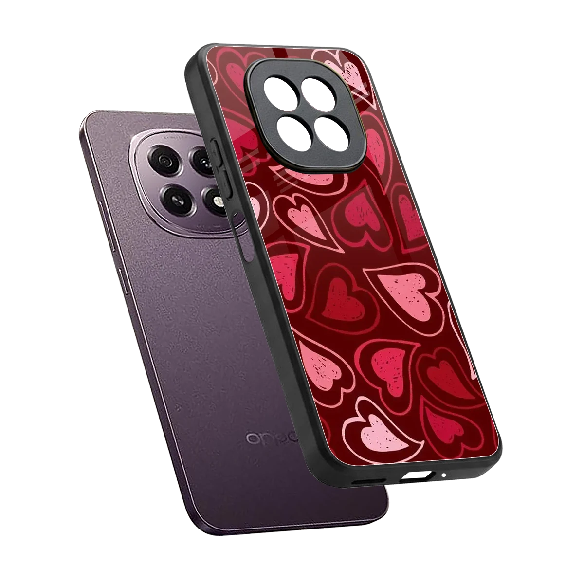 Wine Cascade Hearts sleek oppo f29 5g cover with tempered glass back and TPU edges