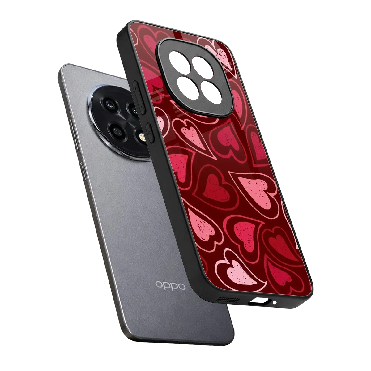 Wine Cascade Hearts sleek oppo f29 pro 5g cover with tempered glass back and TPU edges
