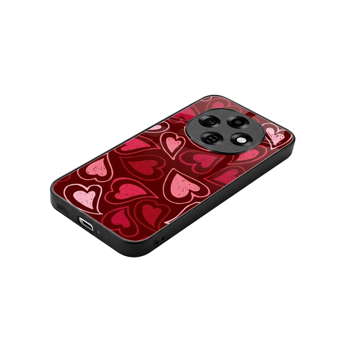Wine Cascade Hearts stylish phone case for oppo f31 pro 5g | glossy glass and slim fit