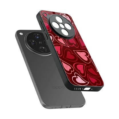 Wine Cascade Hearts sleek oppo find x8 cover with tempered glass back and TPU edges