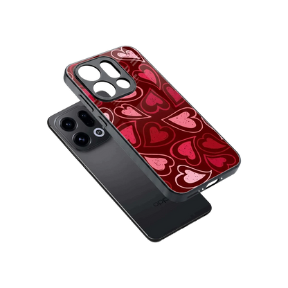 Wine Cascade Hearts sleek oppo find x9 cover with tempered glass back and TPU edges