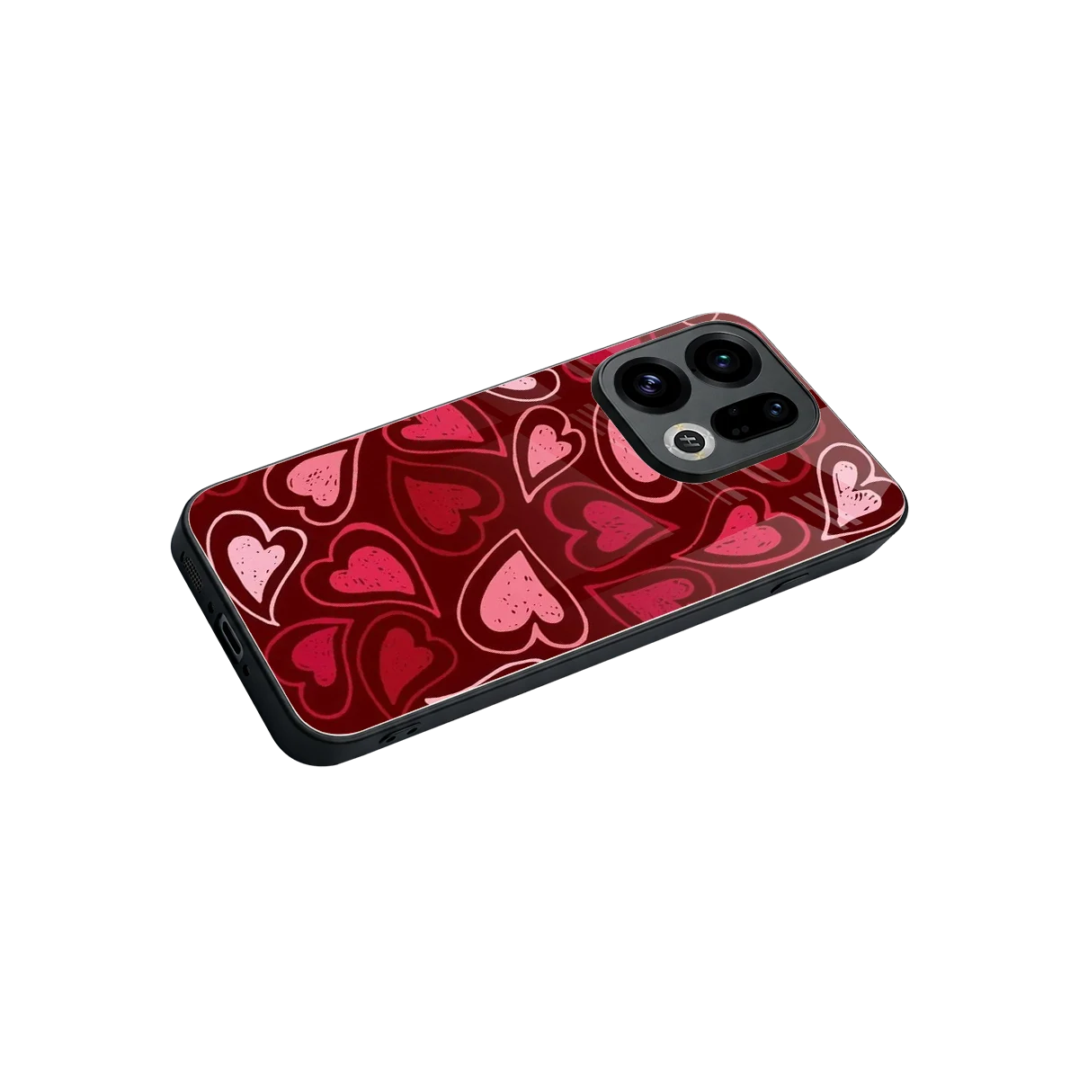 Wine Cascade Hearts stylish phone case for oppo find x9 | glossy glass and slim fit