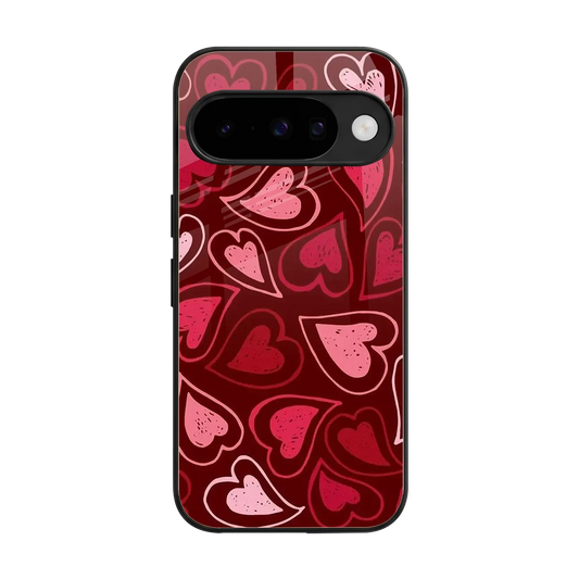 Wine Cascade Hearts back phone cover | glass case for google pixel 10