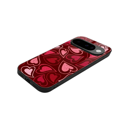 Wine Cascade Hearts stylish phone case for google pixel 10 | glossy glass and slim fit