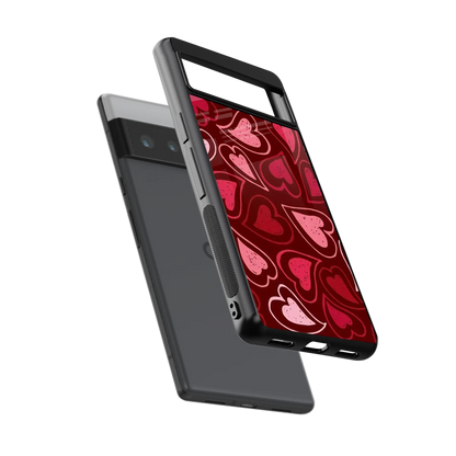 Wine Cascade Hearts sleek google pixel 6 pro cover with tempered glass back and TPU edges