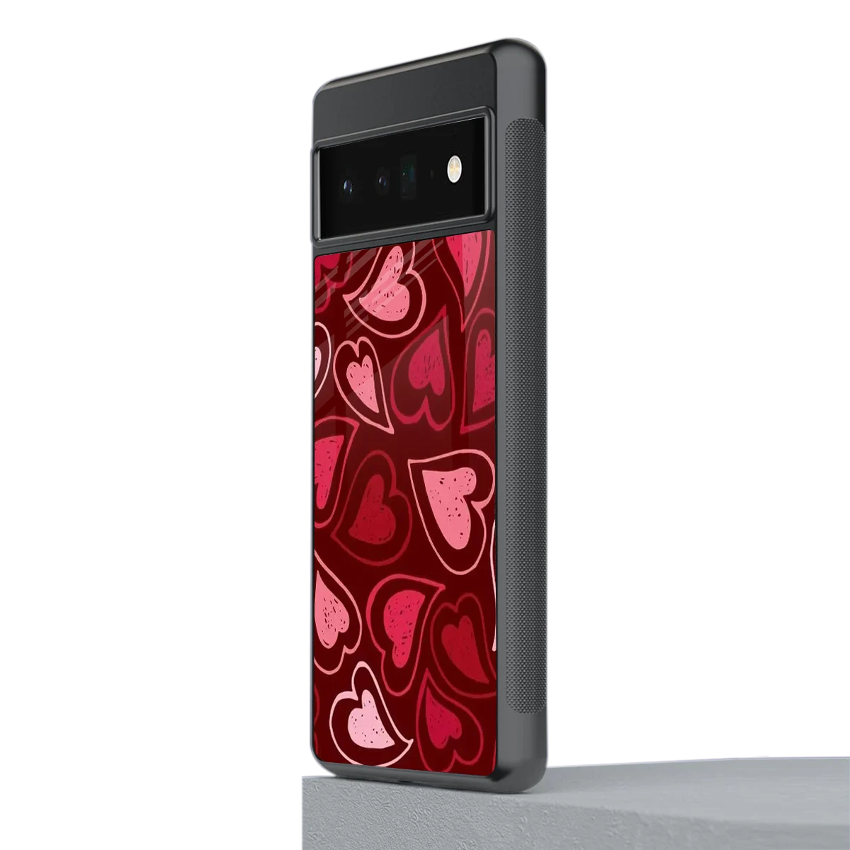 Wine Cascade Hearts stylish phone case for google pixel 6 pro | glossy glass and slim fit