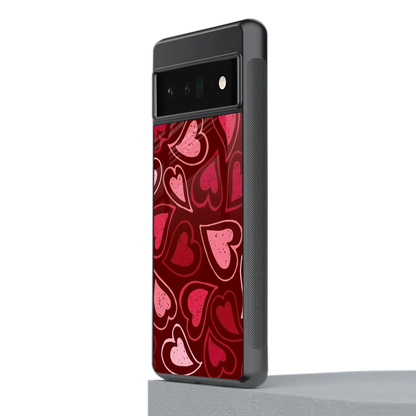Wine Cascade Hearts stylish phone case for google pixel 6 pro | glossy glass and slim fit