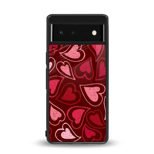 Wine Cascade Hearts back phone cover | glass case for google pixel 6