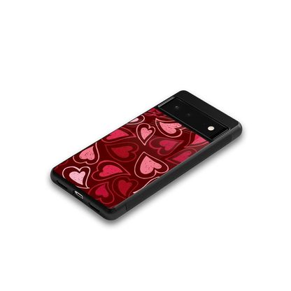Wine Cascade Hearts google pixel 6a mobile cover | shockproof glass phone case