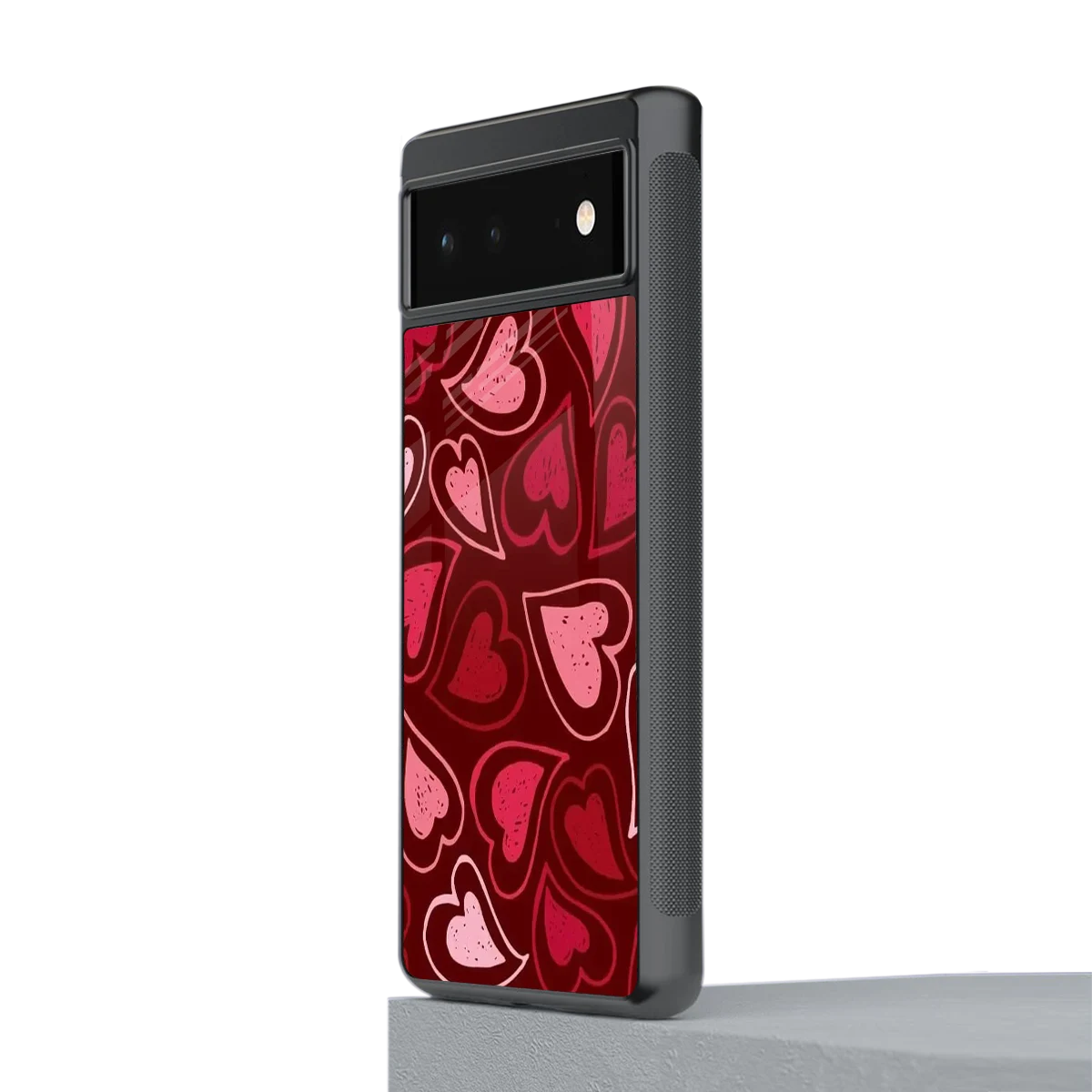 Wine Cascade Hearts stylish phone case for google pixel 6a | glossy glass and slim fit