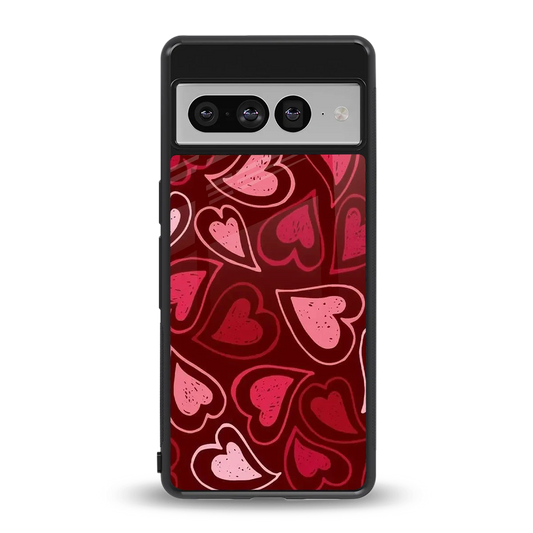 Wine Cascade Hearts back phone cover | glass case for google pixel 7 pro