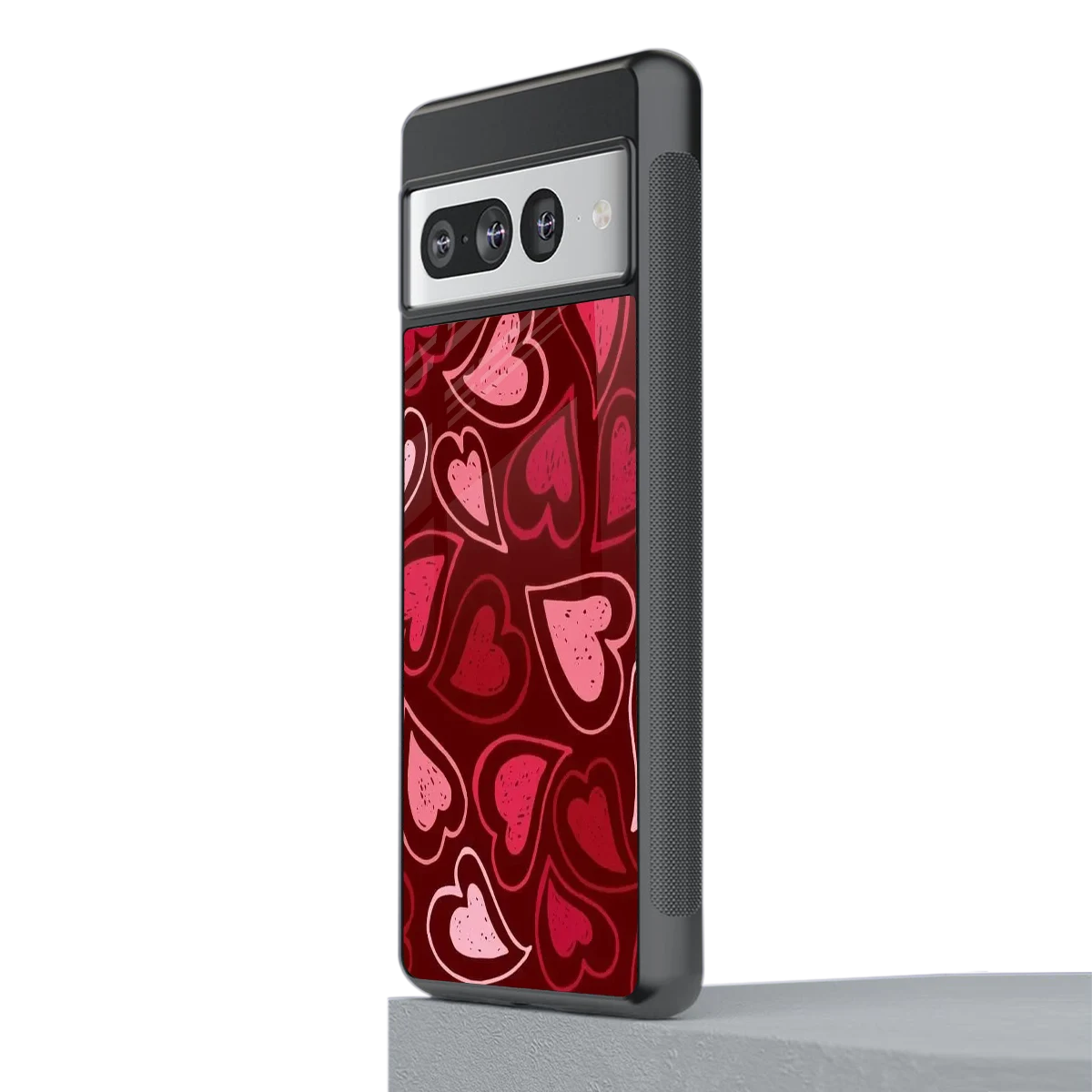 Wine Cascade Hearts stylish phone case for google pixel 7 pro | glossy glass and slim fit