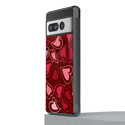 Wine Cascade Hearts stylish phone case for google pixel 7 pro | glossy glass and slim fit