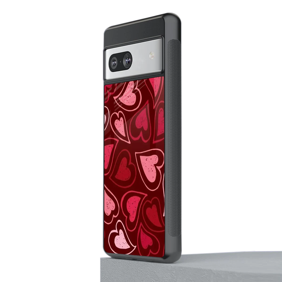 Wine Cascade Hearts stylish phone case for google pixel 7 | glossy glass and slim fit