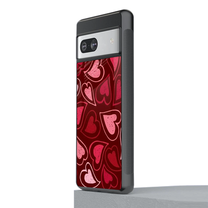 Wine Cascade Hearts stylish phone case for google pixel 7 | glossy glass and slim fit