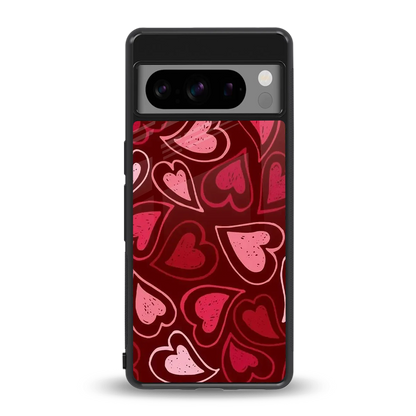 Wine Cascade Hearts back phone cover | glass case for google pixel 8 pro