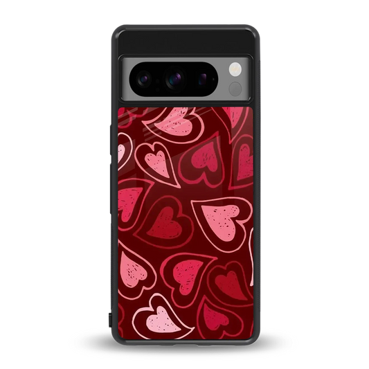 Wine Cascade Hearts back phone cover | glass case for google pixel 8 pro