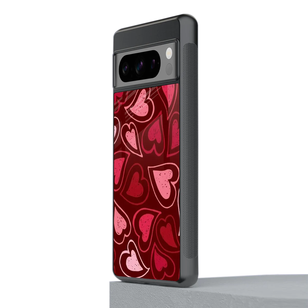 Wine Cascade Hearts stylish phone case for google pixel 8 pro | glossy glass and slim fit